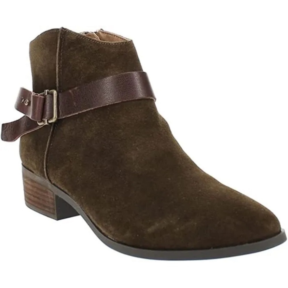 NWT American Rag Briana Olive Green Genuine Leather Suede Booties Sz 6